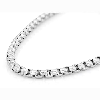 Men's Square Box Chain Necklace 4.9mm In Stainless Steel 22 Inch