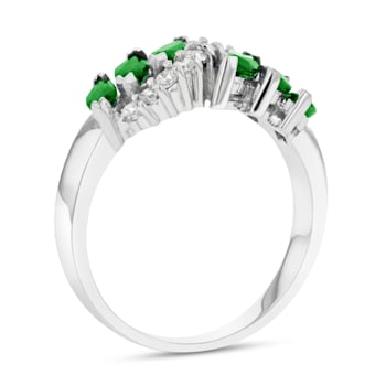 1.15ctw Emerald and Diamond Ring in 14k White Gold