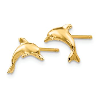 14k Yellow Gold Dolphin Stud Earrings