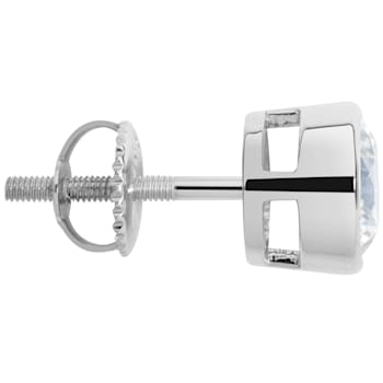 White Cubic Zirconia 14k White Gold Studs With Velvet Gift Box 2.00ctw
