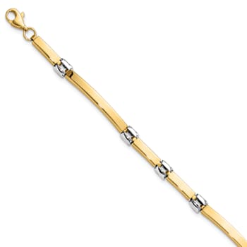 14k Two-tone Gold 4.5mm Polished Fancy Link Bracelet