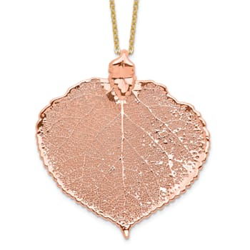 Copper Dipped Aspen Leaf with 20 Inch Gold-plated Necklace