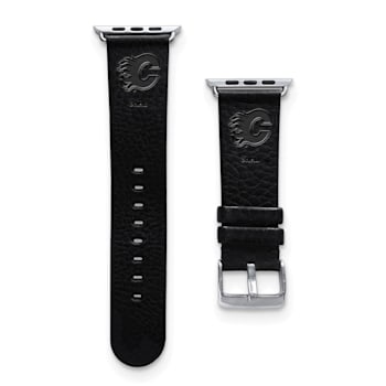 Gametime NHL Calgary Flames Black Leather Apple Watch Band (38/40mm
S/M). Watch not included.