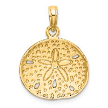 10K Yellow Gold 2D Textured Cut-Out Sand Dollar Charm
