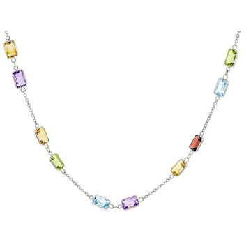 Multi-Gem 14k White Gold 18" Necklace 14.40ctw
