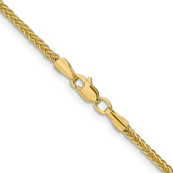 14k Yellow Gold 2mm 3-Wire Wheat Link 22 Inch Chain