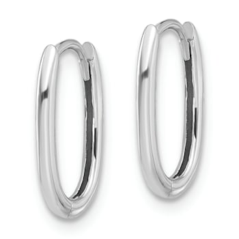 Rhodium Over 14k White Gold Polished 1/2" Oval Hinged Hoop Earrings