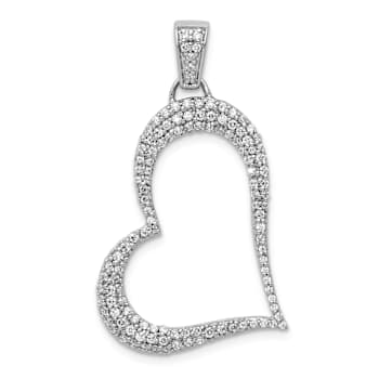 Rhodium Over 14k White Gold Diamond Heart Pendant