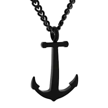Robert Alton Men's Anchor Pendant With Chain In Black Ion-Plated
Stainless Steel