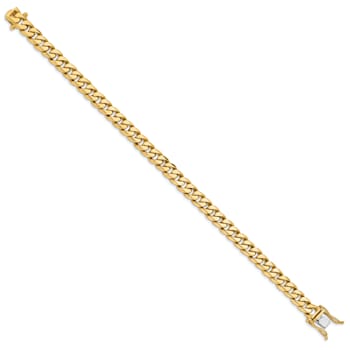 14K Yellow Gold 7mm Hand-Polished Miami Cuban Chain Bracelet