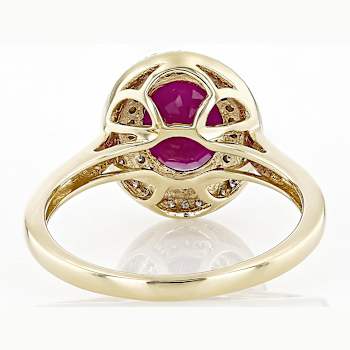 Ruby And Diamond Halo Ring In 10K Gold
