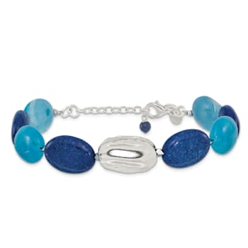 Sterling Silver Hematite, Jade, Lapis, Quartz 8-inch with 1-inch
Extension Bracelet