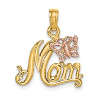 14K Two-Tone MOM with Butterfly Charm