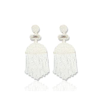 White Fringe Seed Bead Earring