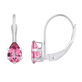 6x4mm Pear Shape Pink Topaz Rhodium Over 10k White Gold Drop Earrings