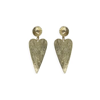 Gold Tone Heart Shape Clear Crystal Drop Dangle Earring