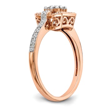 14K Rose Gold Diamond Cluster Engagement Ring 0.19ctw