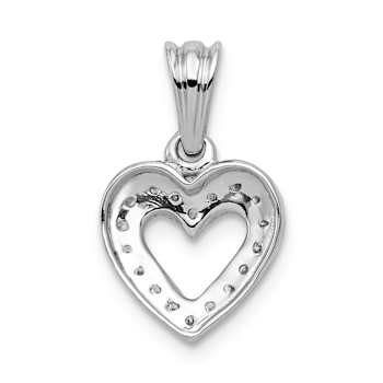 Rhodium Over 14k White Gold Diamond Heart Pendant