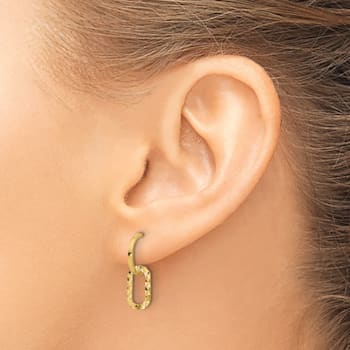 14k Yellow Gold Polished and Diamond-Cut Dangle Earrings