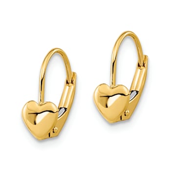 14k Yellow Gold Heart Dangle Earrings
