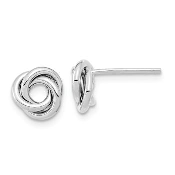 Rhodium Over 14k White Gold Polished 8mm Love Knot Stud Earrings