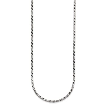 Sterling Silver Antiqued and Satin 2.5mm Twisted Box 18 inch Chain