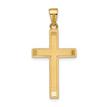 14k Yellow Gold Satin and Polished Beveled Medium Latin Cross Pendant