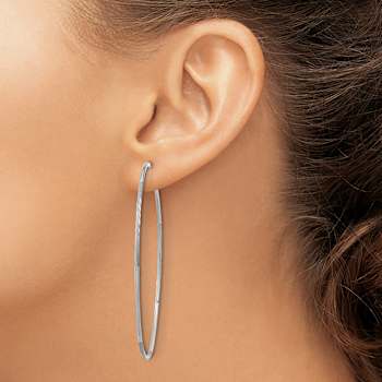 Rhodium Over 14k White Gold Diamond-Cut 2 5/16" Endless Hoop Earrings