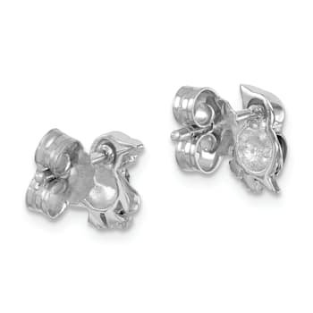 Rhodium Over Sterling Silver Polished Enamel Penguin Post Earrings