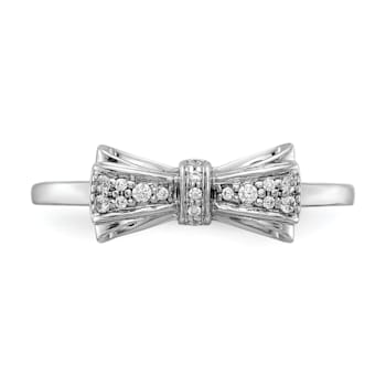 Rhodium Over 14K White Gold Diamond Bow Ring