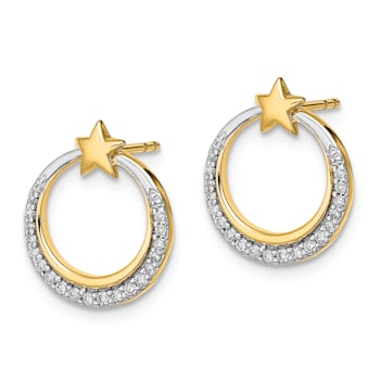 14k Yellow Gold and Rhodium Over 14k Yellow Gold Polished Moon and Stars
Diamond Stud Earrings