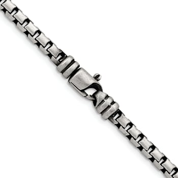 Sterling Silver Antiqued and Satin 5.0mm Box 18 Inch Chain