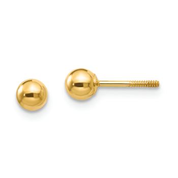 14k Yellow Gold Polished 4mm Ball Stud Earrings