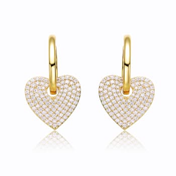 Clear Cubic Zirconia, 14k Gold Plated over Brass Heart Dangle Infinity
Hoop Drop Earrings for Teens