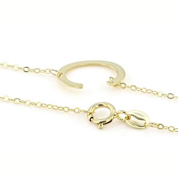 Sideways Initial C Necklace In Solid 14K Yellow Gold 18 Inch