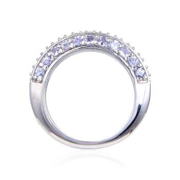 Sterling Silver Tanzanite and White Topaz  Multi-Row Band Ring, 1.04ctw