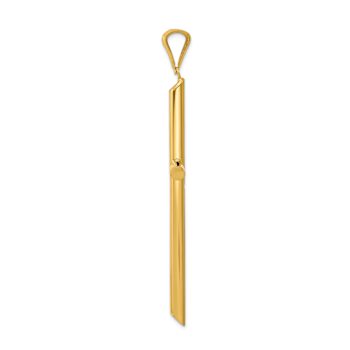 14k Yellow Gold Polished 3D Tube Cross Pendant
