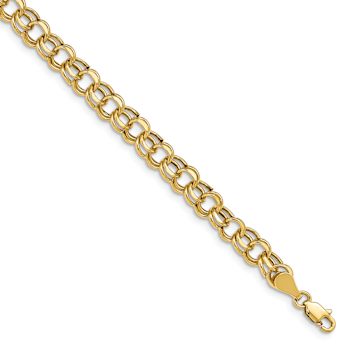 14k Yellow Gold Lite 5.5mm Double Link Charm Bracelet