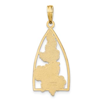 14k Yellow Gold Enameled Ladybug and Flowers Triangle Pendant