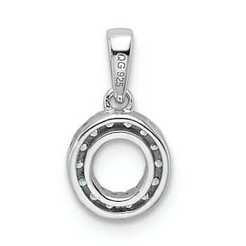 14K White Gold Diamond Letter O Initial with Bail Pendant
