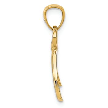 14k Yellow Gold Polished Small Ribbon Bow Pendant