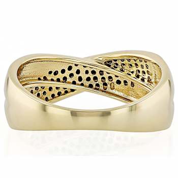 Black Spinel Crossover Band Ring In 18K Gold Over Sterling Silver 0.66ctw