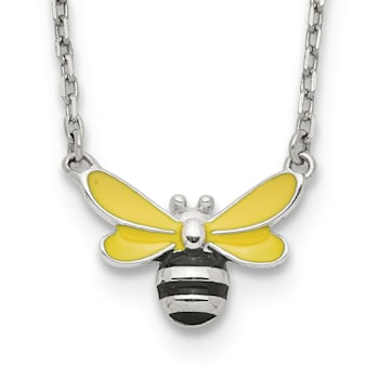 Rhodium Over Sterling Silver Enamel Bumblebee with 2-inch Extension
Childs Necklace