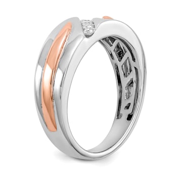 14K Two-tone Rose and White Gold Lab Grown Diamond Band