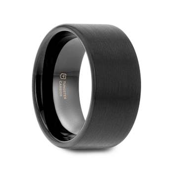SAN ANTONIO Flat Black Tungsten Carbide Band with Brushed Finish 12mm