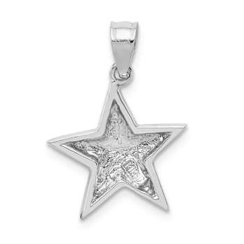 Rhodium Over 14k White Gold Polished Star Pendant