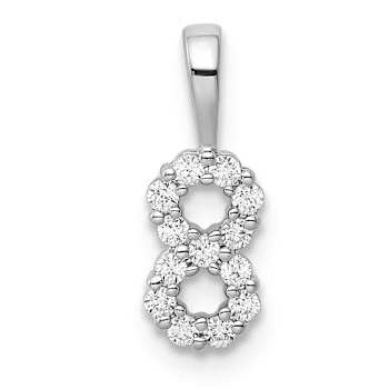 Rhodium Over 14k White Gold Diamond Number 8 Pendant
