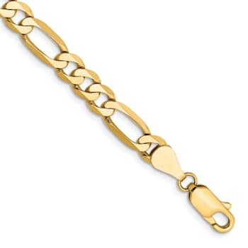 14K Yellow Gold 5.25mm Flat Figaro Chain Bracelet