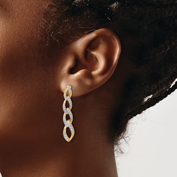 14K Yellow Gold Lab Grown Diamond SI1/SI2, G H I, Twisted Link Post
Dangle Earrings