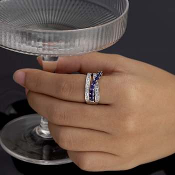 Lab Created Blue Saphhire And White Cubic Zirconia Platinum Over
Sterling Silver Ring 2.54ctw
